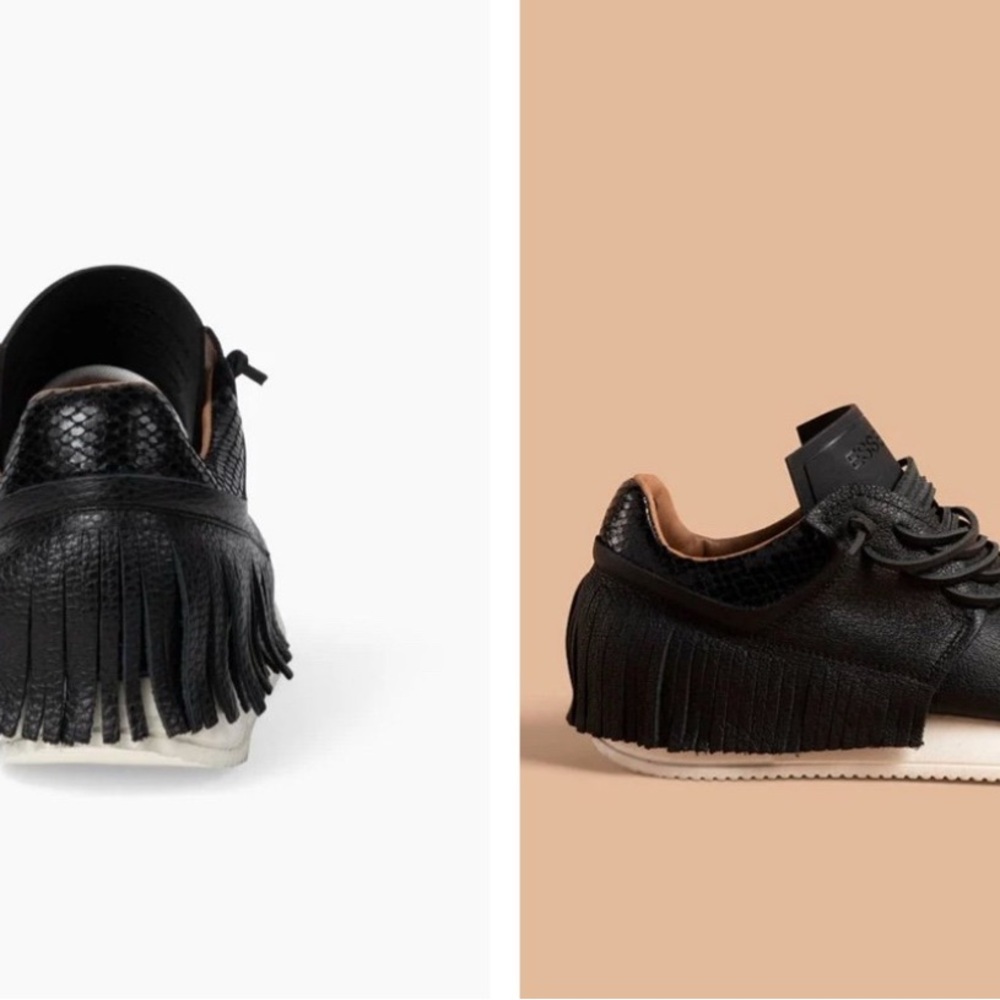 Black Fringe Women's Sneakers - Picture 4 of 6